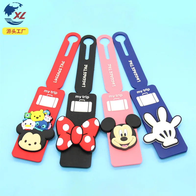 kawaii Cartoon Lotso Donald Duck Anime PVC Doll Suitcase Luggage Tag ID Addres Holder Boarding Tags Bag Pendant Accessories