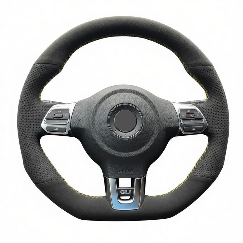 

Car Steering Wheel Cover Black Suede for Volkswagen Golf 6 GTI MK6 VW Polo GTI Scirocco R Passat CC R-Line 2010 Car Interior