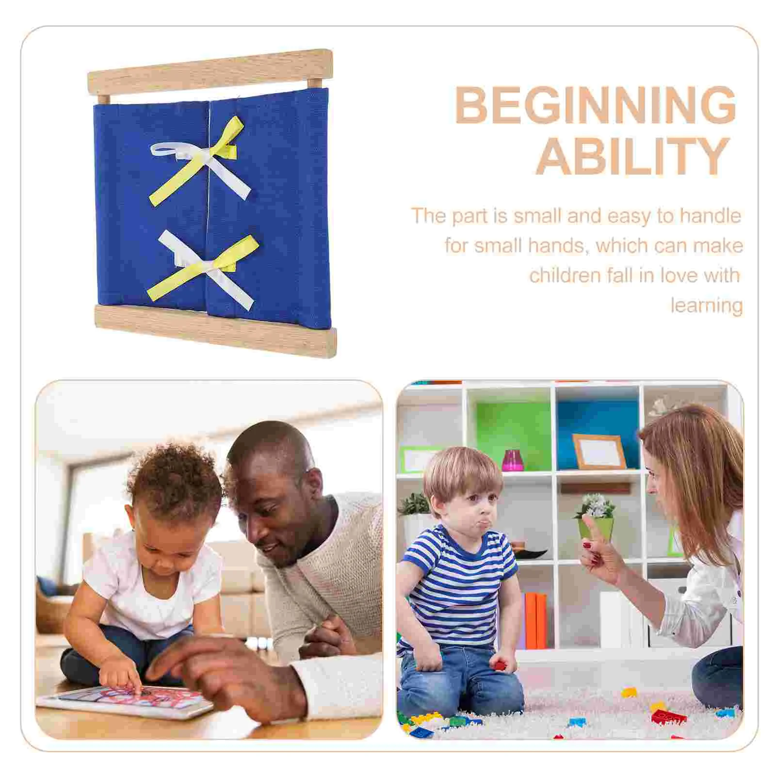 Dressing-Übungs-Lehrmittel für Kinder, Knopf-Krawatte, Vorschule, sensorisches Beschäftigungsbrett, Lernspielzeug aus Holz, Lernen Sie, kleine Hände zu kleiden