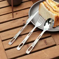 HWZBBEN Titanium Fork Spoon Knife Set Outdoor Picnic Tableware Camping Supplies Portable Ultralight Dinnerware Kitchen Tools