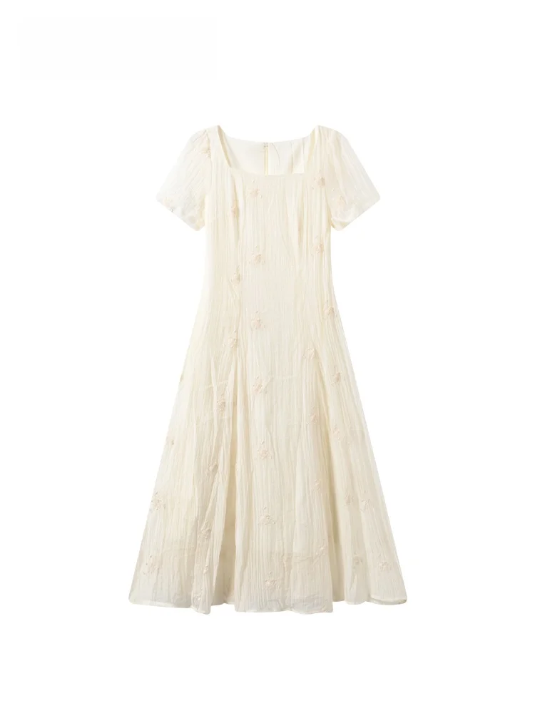 

CaraCLUB plus Size Short Sleeve Dress Women Summer New Style Fashion Slimming White Dress Flattering for plus Size Sister