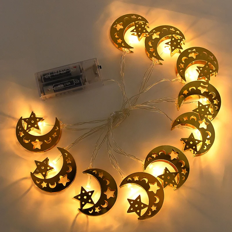 

10Led Eid Mubarak Moon Star String Light Kareem Ramadan Decor Night Lamp For Home Eid Al Adha Islamic Muslim Party Supplies Gift