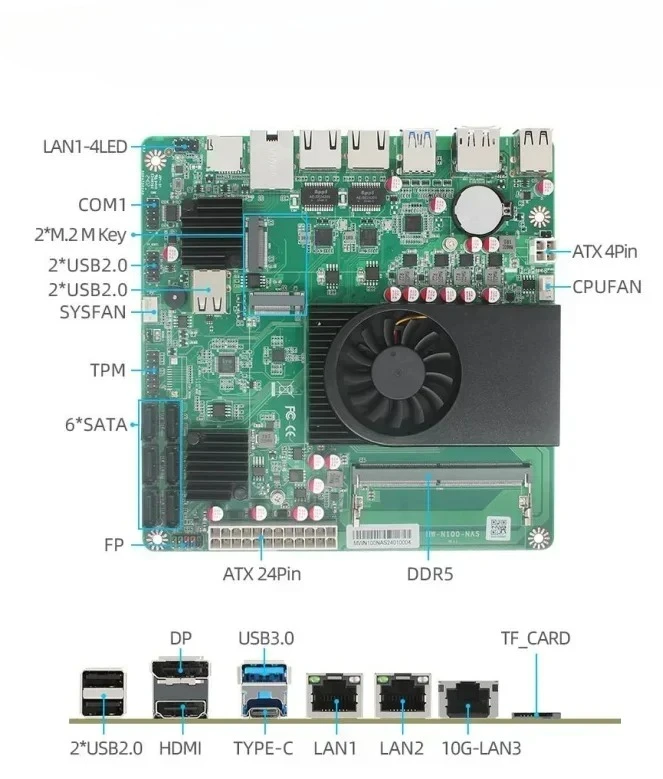

Suitable for N100 six-bit main board 10 Gigabit network interface card 2 2.5G/1 10 Gigabit/2 M.2 with TPM interface