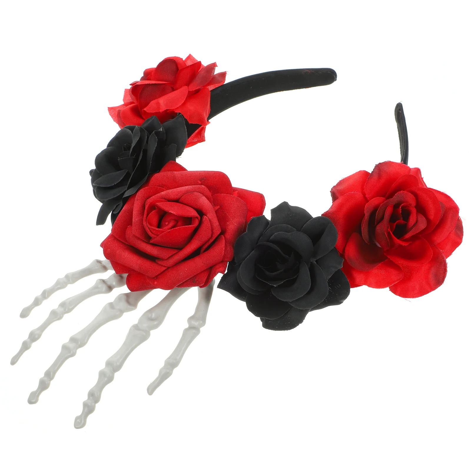 

Skull Headb Women Girls Halloween Cosplay Hair Accessories Black Red Rose Theme Reusable Material