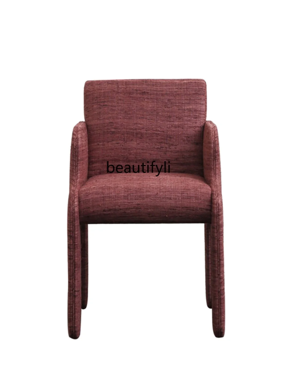 Designer Cotton Linen Fabric Line Wave Armrest Leisure Chair Hotel Living Room Single Conference Chair Light Luxury