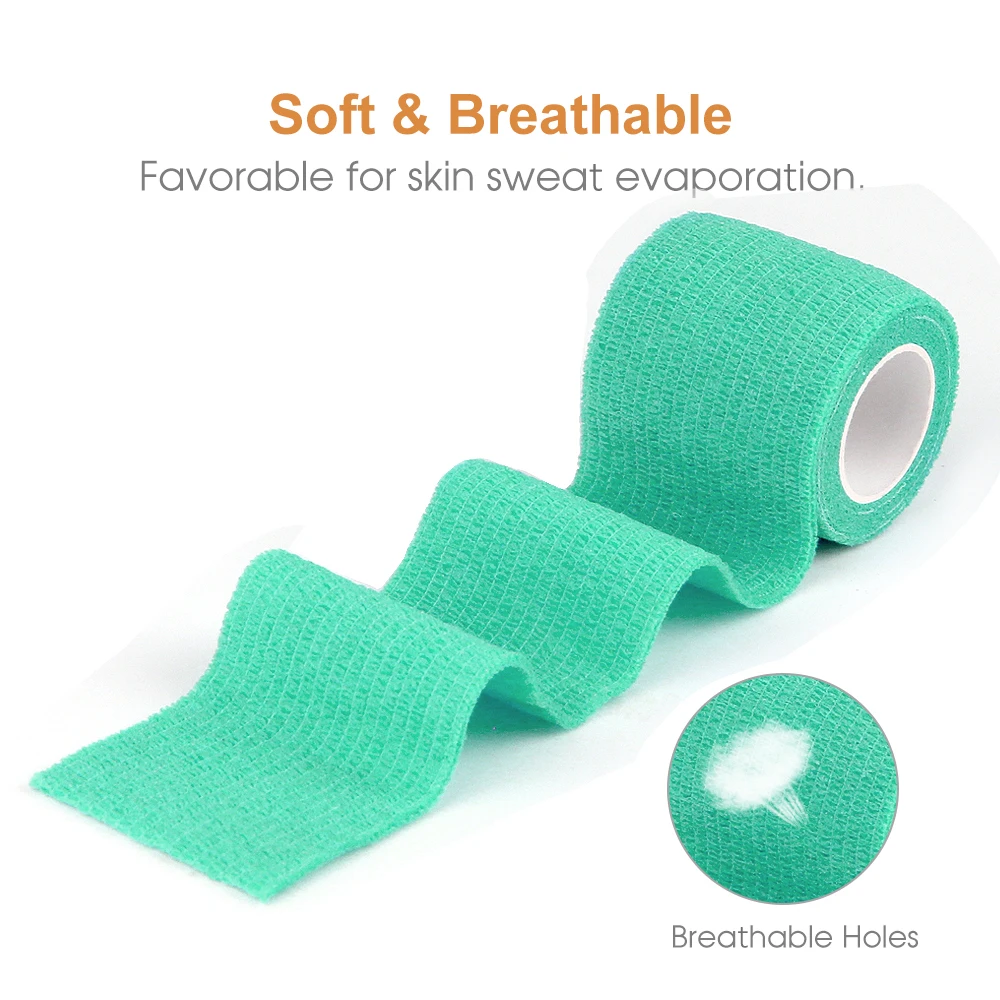 2.5/5/7.5/10cm*4.8m 6 Roll Colorful Non Woven Elastic Self Adhesive Sports Bandage Cohesive Bandage for  Fixing Finger Wrist Leg