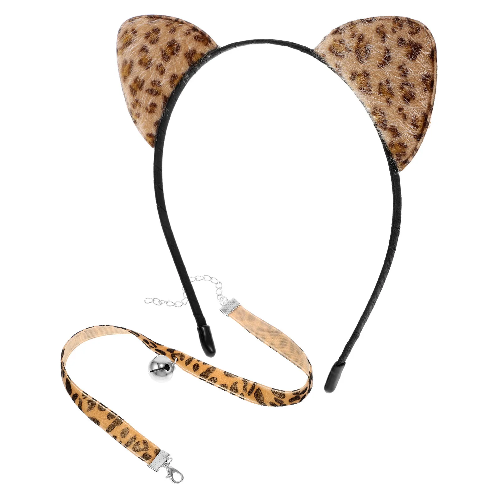 1 ensemble imprimé léopard oreilles de chat bandeau cloche tour de cou Cosplay accessoire fête habiller Costume Festival cheveux cerceau oreilles de chat femmes