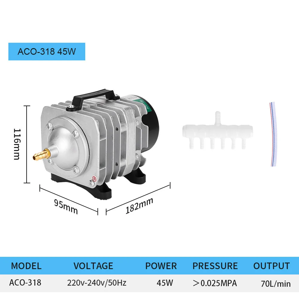 Hailea ACO-208 308 318 Air Pump High Power AC E-magnetic Air Pump Fish Pond Oxygen Pump Compressor for pond Air Aerator Pump view 5