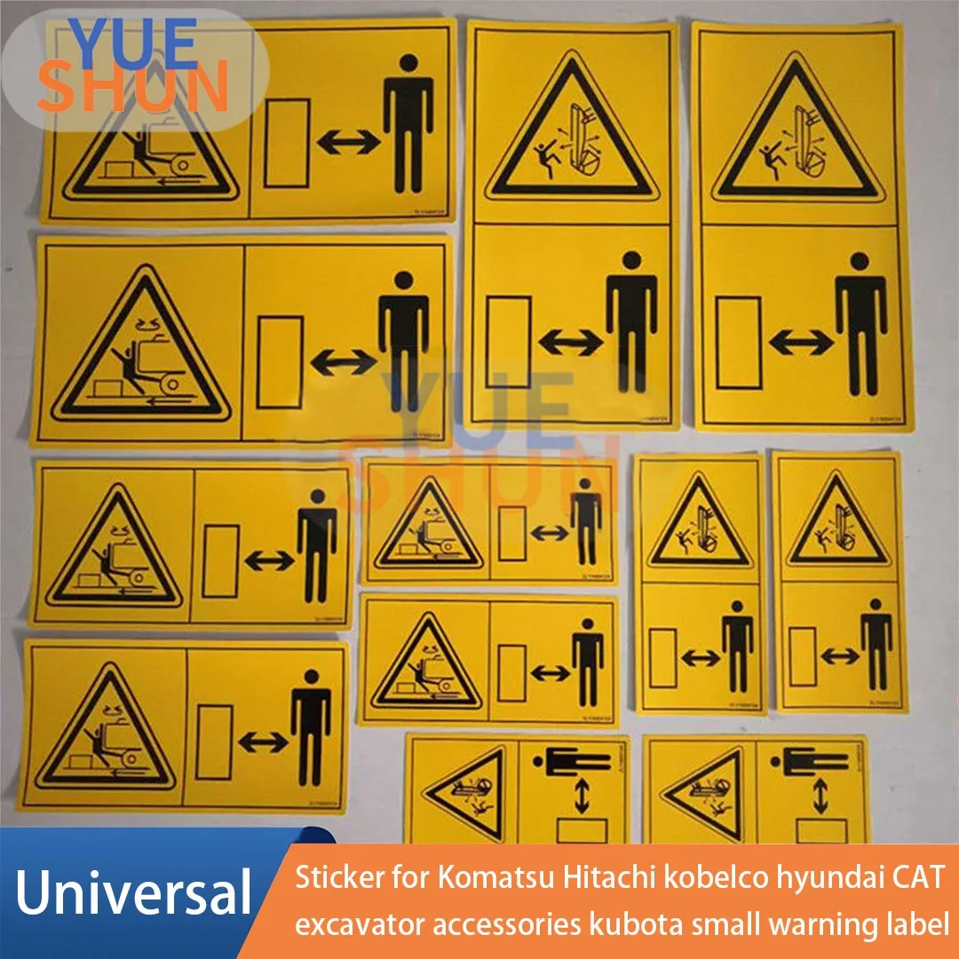 Excavator boom counterweight Sticker For Komatsu Hitachi Kobelco Hyundai CAT Doosan Kubota Small Warning Label