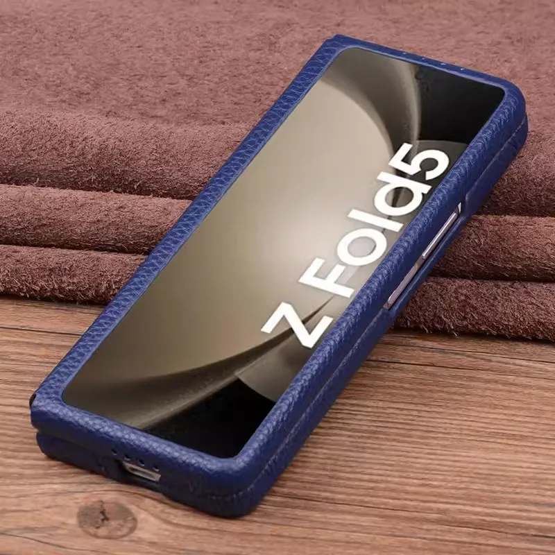 Genuine Leather Phone Case for Samsung Galaxy Z Fold 5 Carcasa Luxury Flip Funda Cover for Galaxy ZFold5 Coque Capa zfold 5 bag