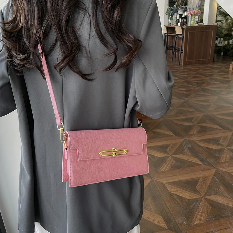 Square Bags for Youth Women Trend 2024 Fashion Luxury Brand Solid Color Purse Ladies Pu Leather Messenger Bag Sac De Luxe Femme