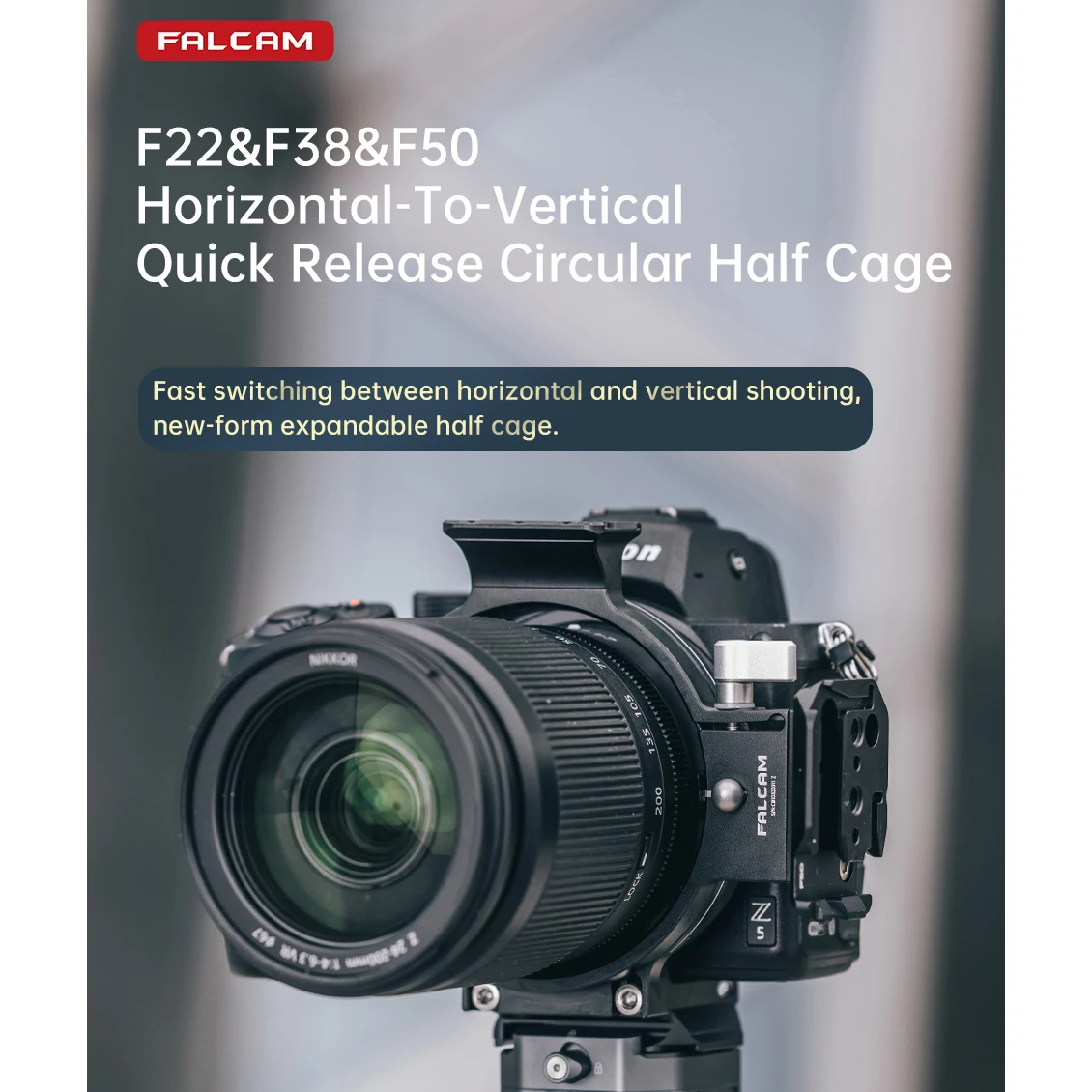 FALCAM F22&F38&F50 Horizontal to Vertical Quick Release Circular Half Cage for Camera Sony Nikon Canon Fujifilm Panasonic