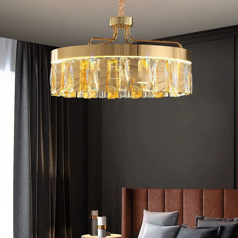 

AiPaiTe Modern Gold Round/Oval Crystal Chandelier for Living Room Dining Room Bedroom Light Luxury Crystal LED Chandelier