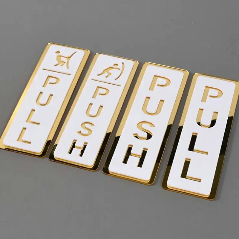 

3D Push Pull Door Sign 2-Layer Acrylic Sticker Letters Push & Pull Sliding Door Plate for Shop Hotel Restaurant Cafe Mall Decors