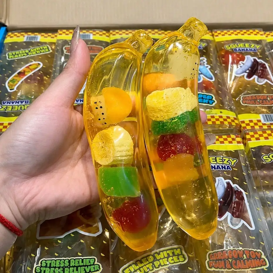 Moldable Slow Rebound Hot Fruit Banana Jelly Squishy Toy Stress Relief Anxiety Calming Sensory Squeeze Fidget Toy for Adults