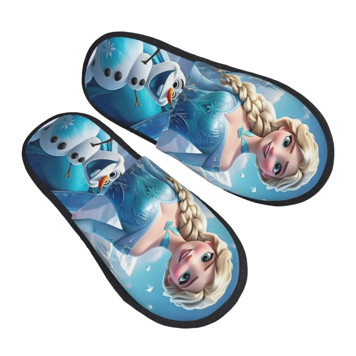 

Custom Frozen Cartoon Elsa House Slippers Women Comfy Memory Foam Slip On Bedroom Slipper Shoes
