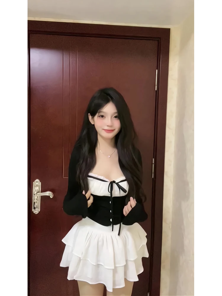 plus Size Women's Ballet Academy Style Puffy White Short A-Line Skirt High Waist Slimming Effect Autumn Season Fashion