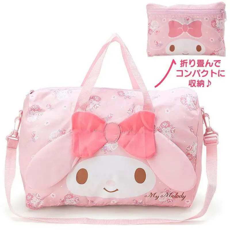 Sanrios Kuromi Luggage Bag Hello Kitty My Melody Cinnamoroll Portable Foldable Travel Duffel Bag Large Capacity