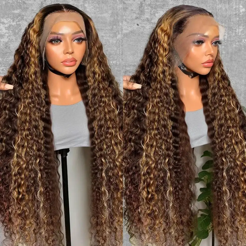 

Deep Wave Wig 13x6 Hd Lace Front Wig 30 Inch Human Hair Highlight Colored Lace Frontal Curly Human Hair Wigs for Women Choice