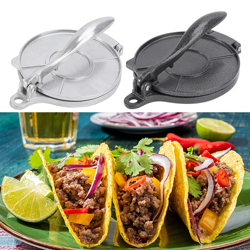 Tortilla Press Maker Aluminium Alloy DIY Manual Corn Tortillas Pressing Tools Long Handle Anti-rust for Home Kitchen Cooking