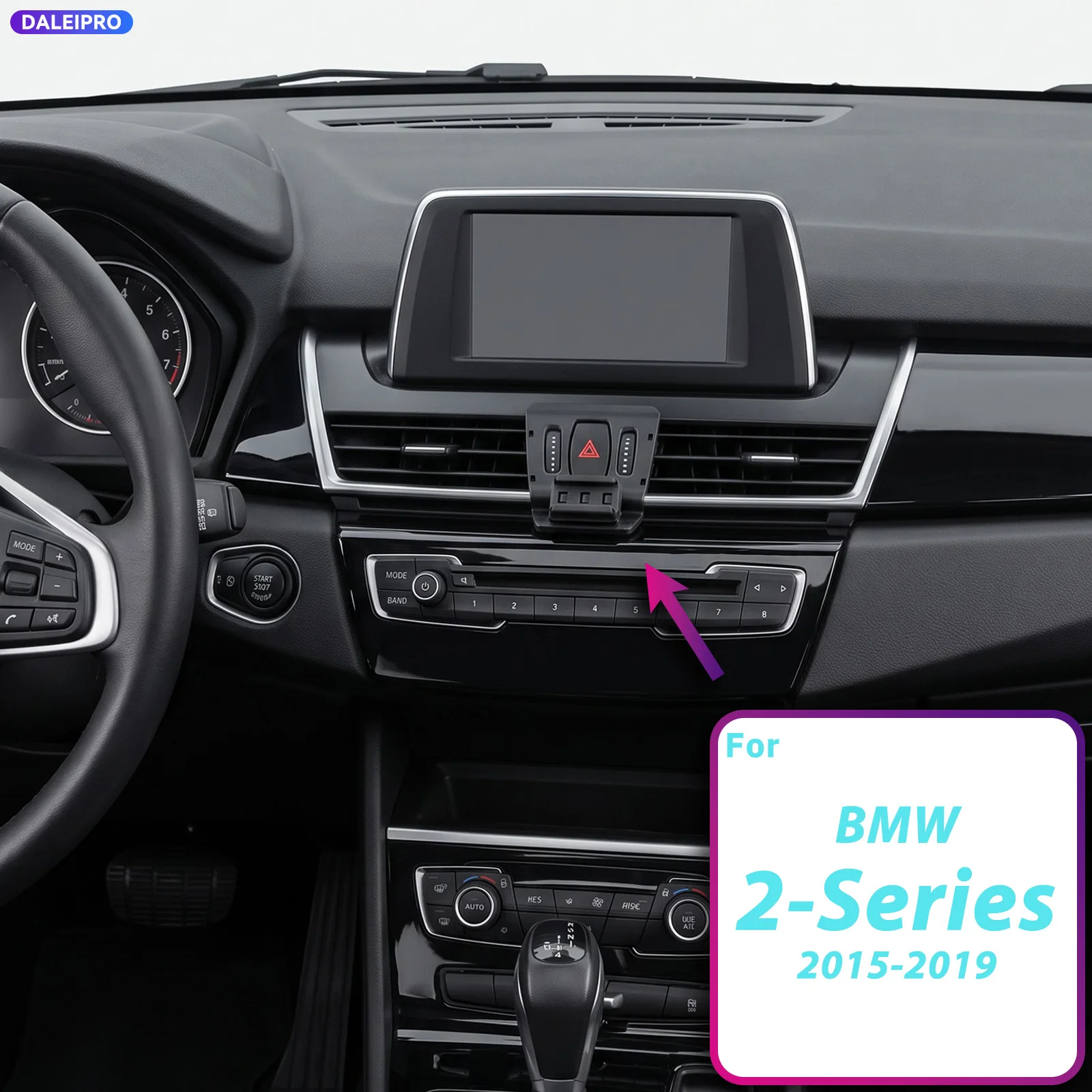 For BMW 2 Series Active Tourer 2015 2016 2017 2018 2019 Phone Holder, 2-in-1 Holder & Base Kit, Clip-On Design Phone Mount Base - view 2