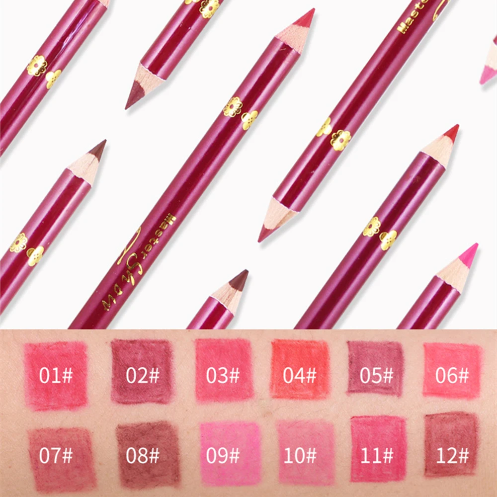 Lip Liner 13 warna, pensil bibir merah tahan lama tahan air, lipstik Makeup permanen, alat kosmetik aksesoris tato