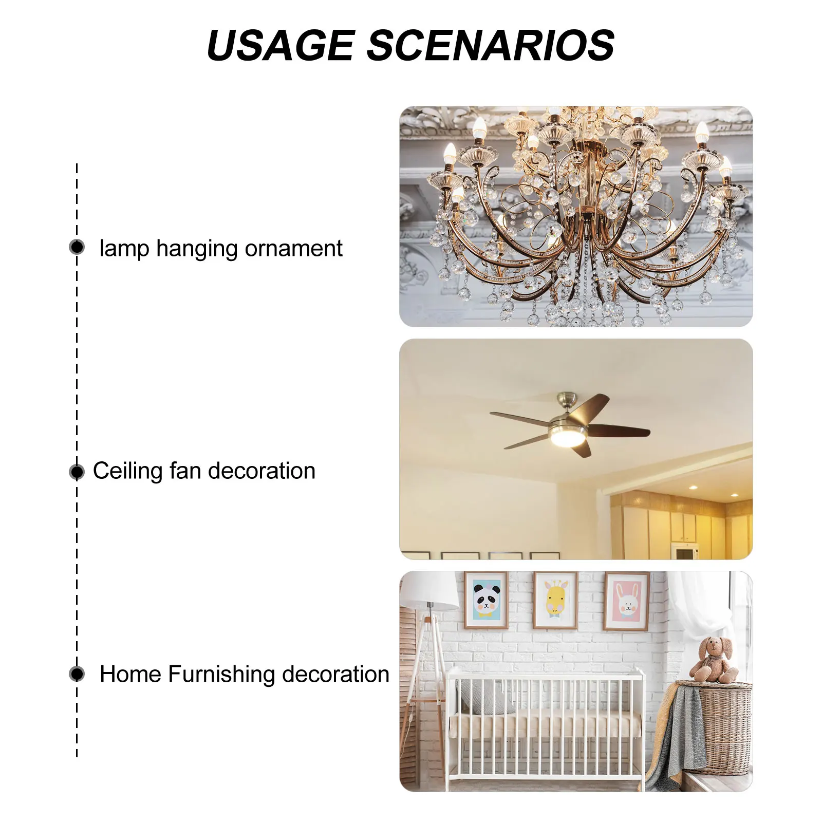 

Silver Lighting Pendant Ceiling Lamp Fan Pulls Decorative Chain for Hanging Lights