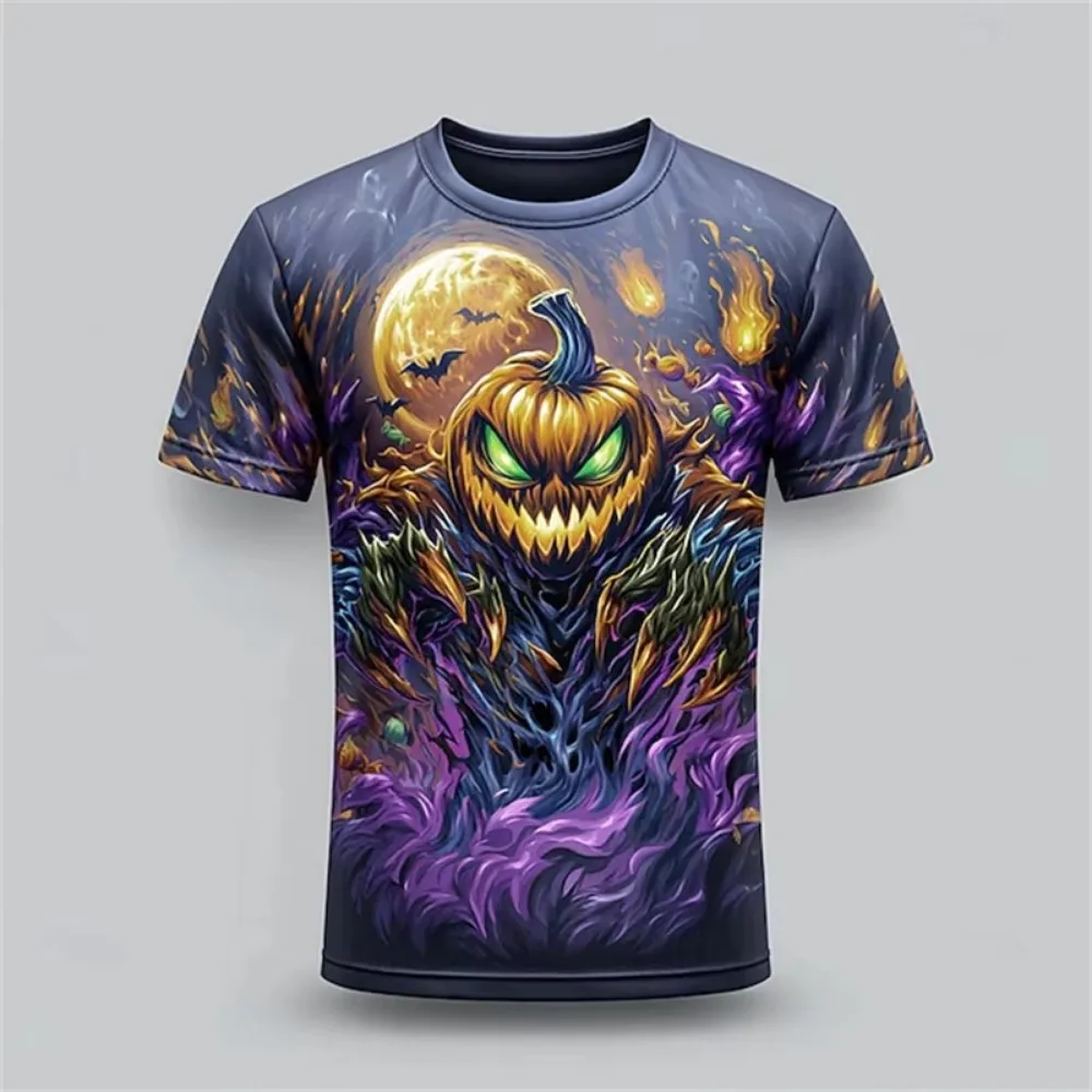 Halloween-Kürbis-Strohmann-Bier-3D-Druck-Herren-T-Shirt, modische Party-Atmungsaktive, schnell trocknende Outdoor-Sport-Cosplay-Kleidung – Detail 5