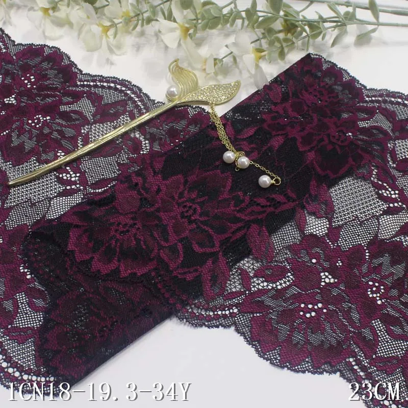 

50 Yards Purple Soft Elastic Lace Trimmings for Sewing Underwear Costume Bra Dress Clothes Accessories Fabric DIY 23cm