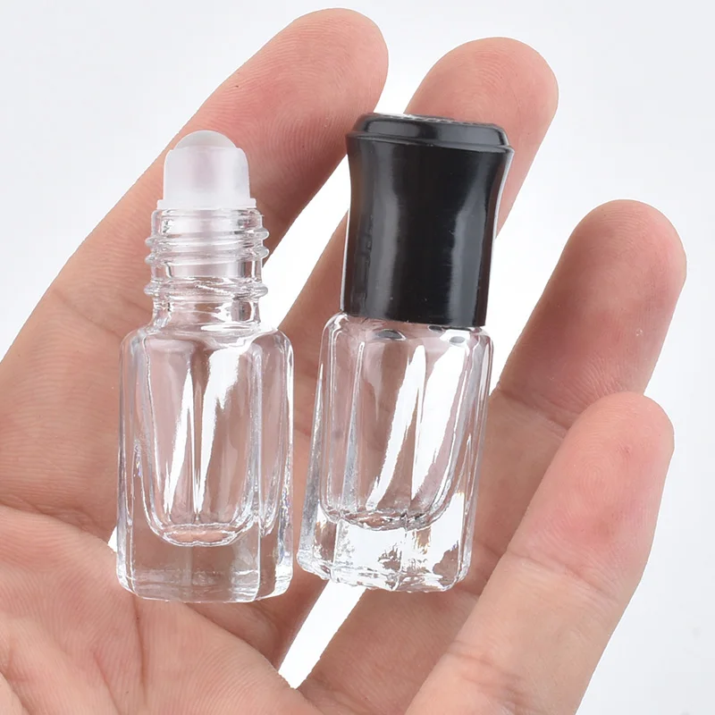 50pcs/lot 3ml Glass Essential Oil Travel Bottles 6ml 12ml Empty Roll On Refillable Perfume Bottle Steel Roller Ball Containers