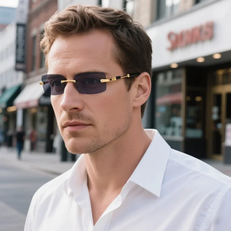 

Fashionable Rimless Sunglasses Woman Luxury 2025 Optional Lenses Outdoor Sports UV Protection Sun Shades Men Sunglasses