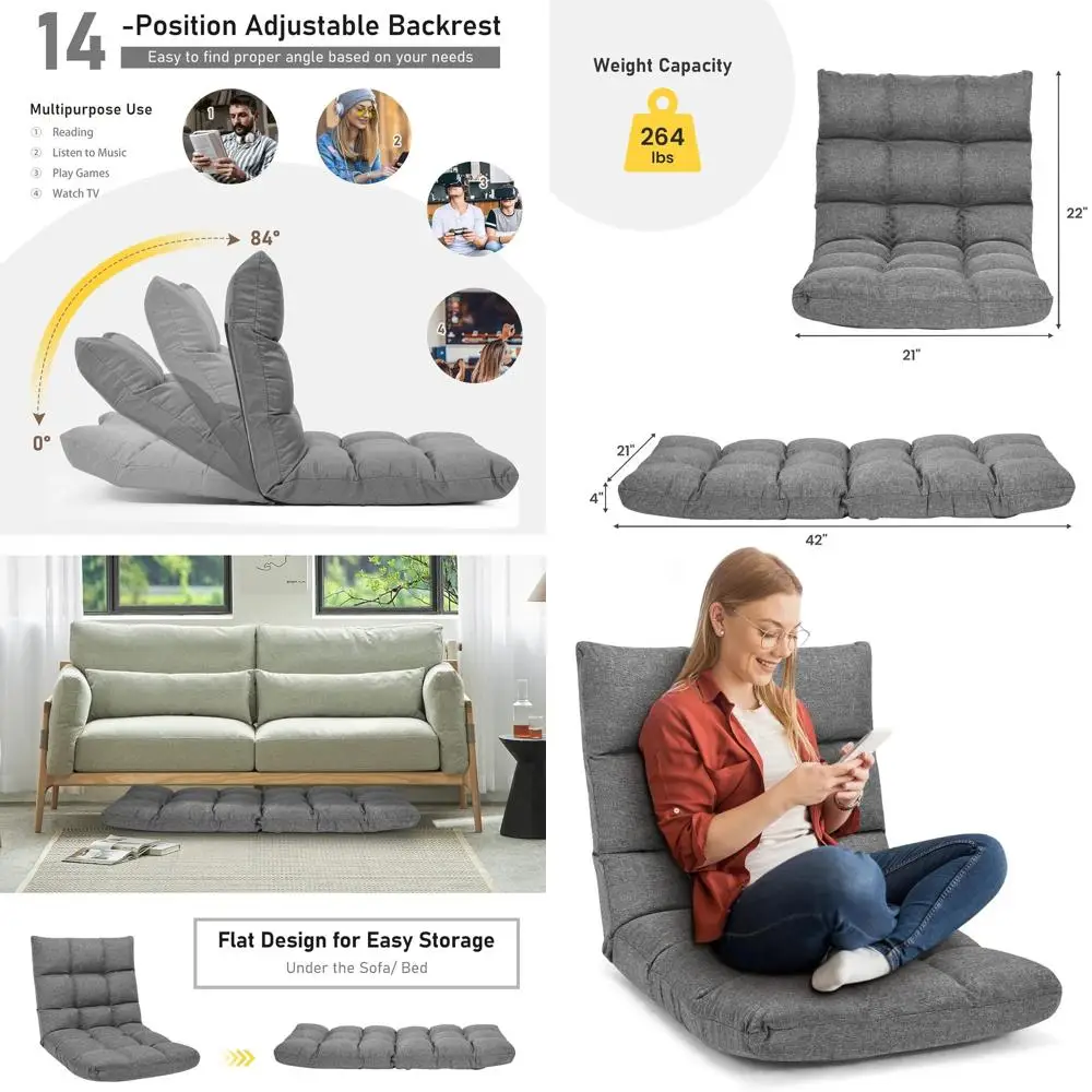 

Эргономичное игровое кресло с регулируемой спинкой, стальной каркас, идеально подходит для отдыха, игр, чтения или медитации - для взрослых