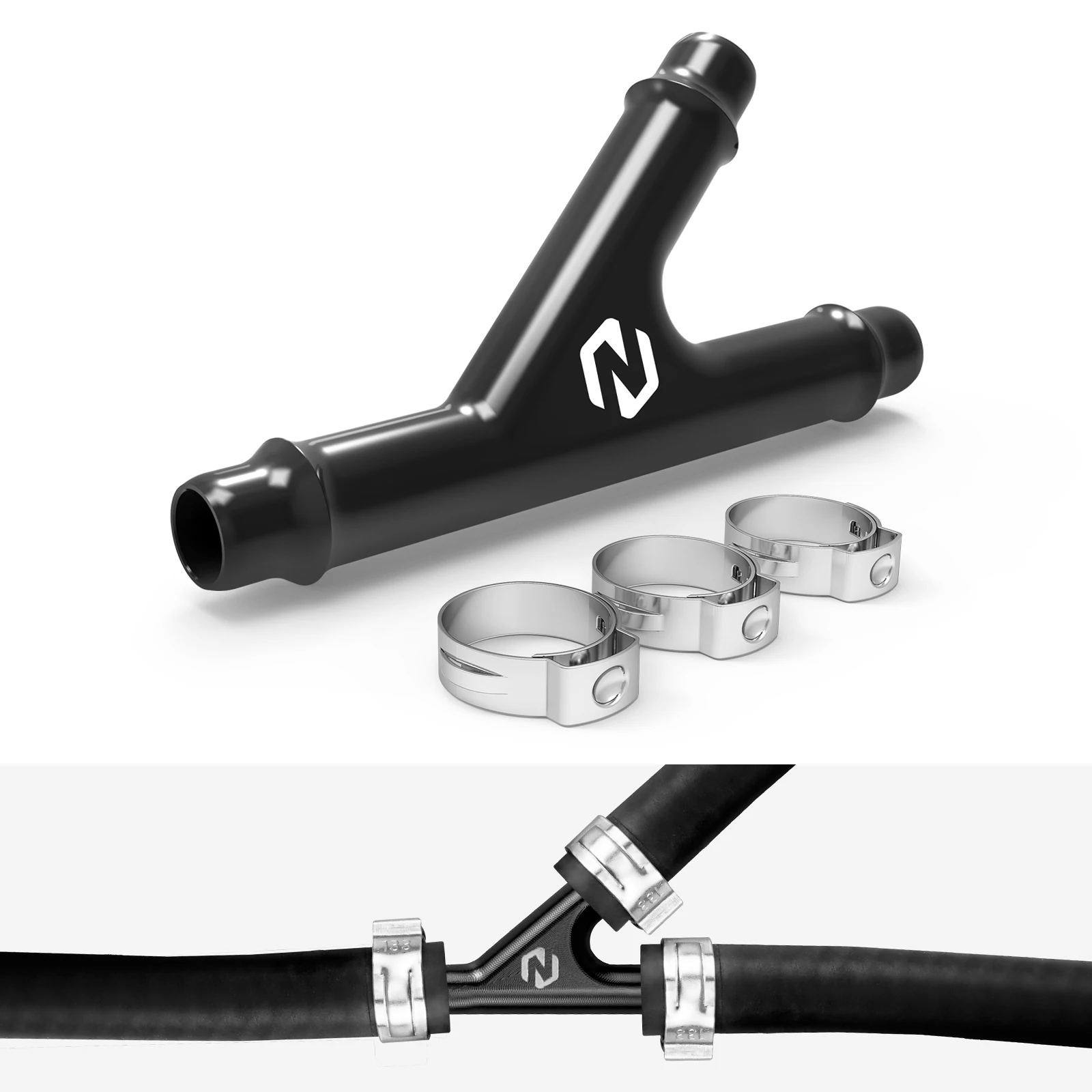 

For Can-Am Y-Fitting Cooler with Hose Clamps For Can-Am Maverick X3 Renegade Outlander Max Defender Commander 1000 1000R 800