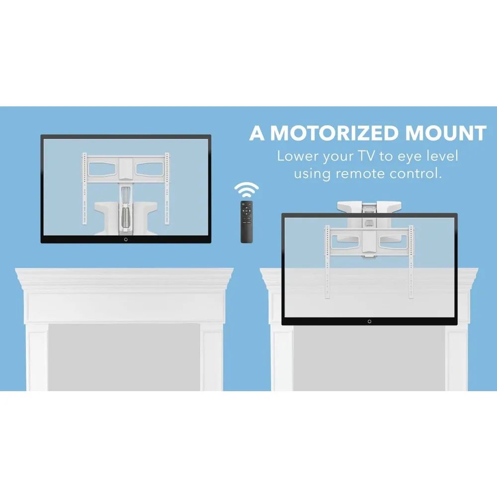 MOUNT-IT! Motorized Fireplace TV Wall Mount | Remote Control Electric Pull Down Mantel Mounting Bracket, Up to 77 Lbs Weight