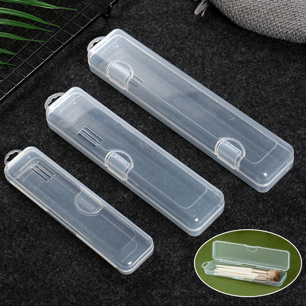 Transparent Plastic Storage Box Clear Chopsticks Box Makeup Brush Organizer Rectangle Case Multifunctional Sturdy