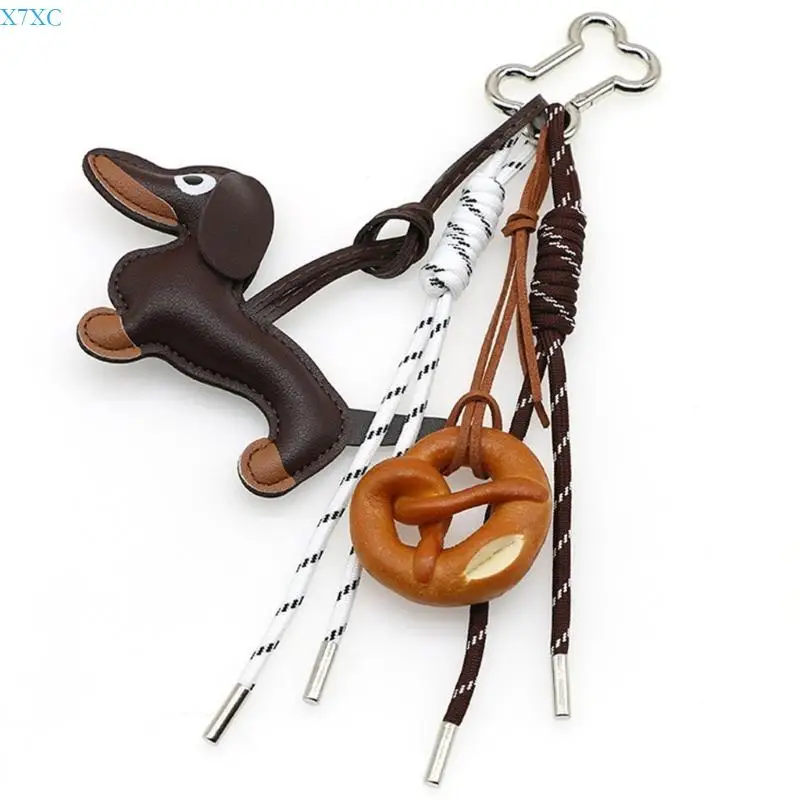 

X7XC Baseball Keyrings Sausage Dog Keychain Bag Charm Chain for Bag Decoration