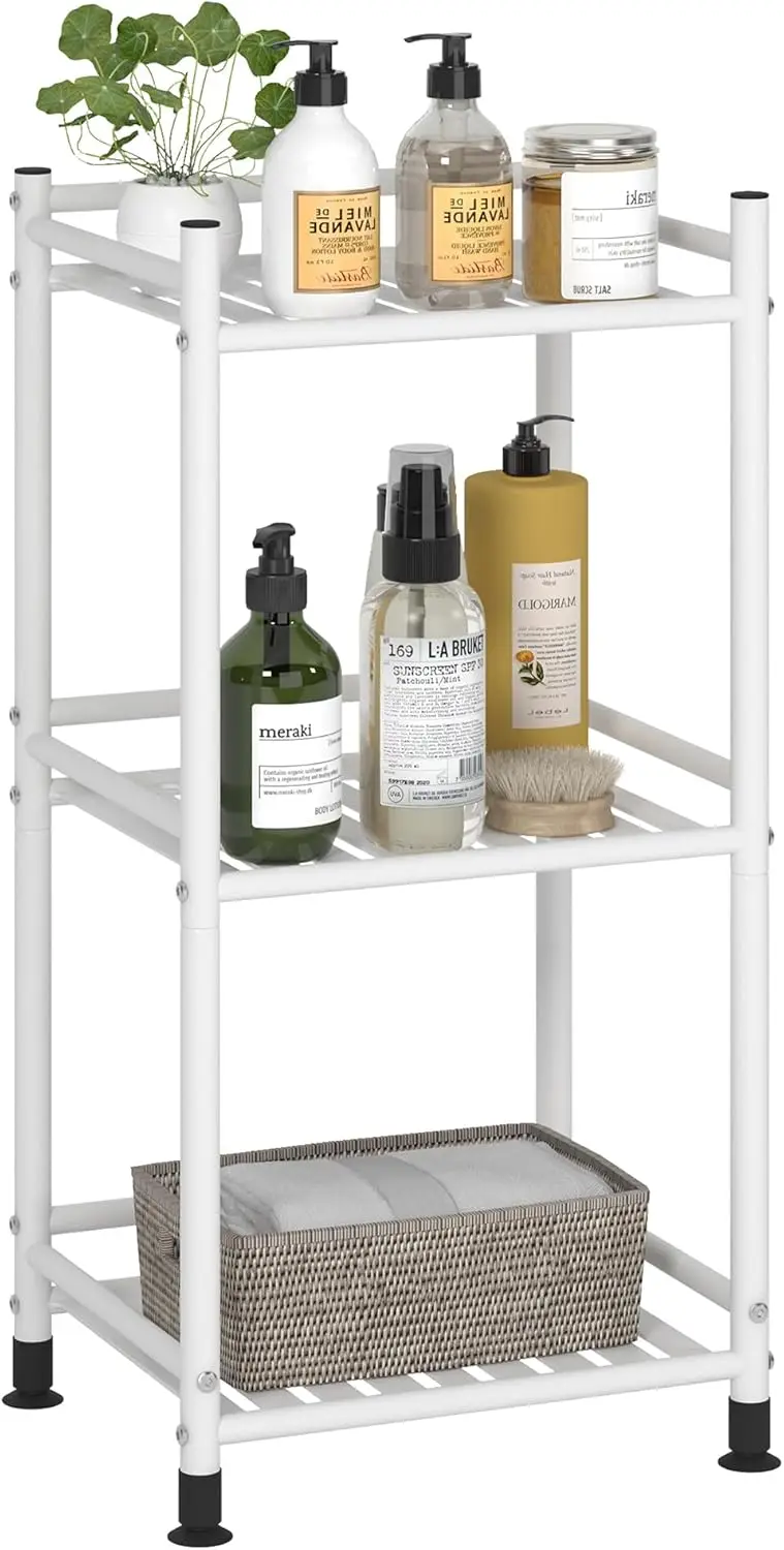 

Трехуровневая открытая полка для хранения в ванной, отдельно стоящая металлическая угловая стеллажная система для кухни, гостиной