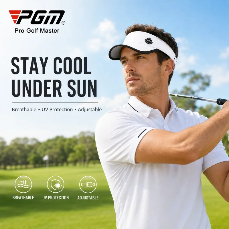 PGM Men Golf Cap Breathable UV Protection Adjustable Quick Dry Baseball Hat for Outdoor Sports