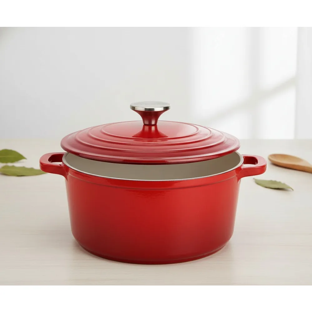 

Голландская духовка с антипригарным покрытием на 4,6 литра с крышкой, легкая алюминиевая посуда для выпечки хлеба, супа и многого другого, безопасная в духовке