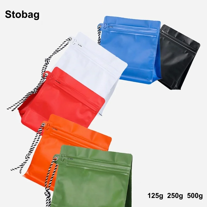

StoBag 50 шт., оптовая продажа, упаковочная сумка для кофейных зерен с клапаном, алюминиевая фольга, герметичные для хранения порошковых продуктов, орехов, портативные пакеты