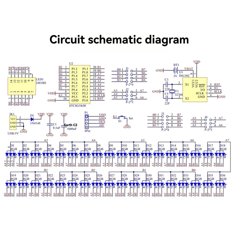 ABKU-DC 5V Colorful LED Sound Control Spectrum Rhythm Light Module Digital Clock Electronic DIY Welding Practice Kit
