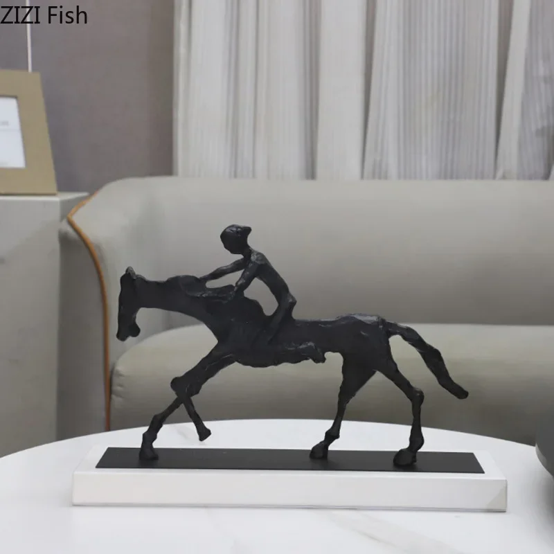 Black Horseman Abstract Figures Statue Desk Decoration Ornaments Modern Crafts Character Sculpture Room Aesthetics Decor