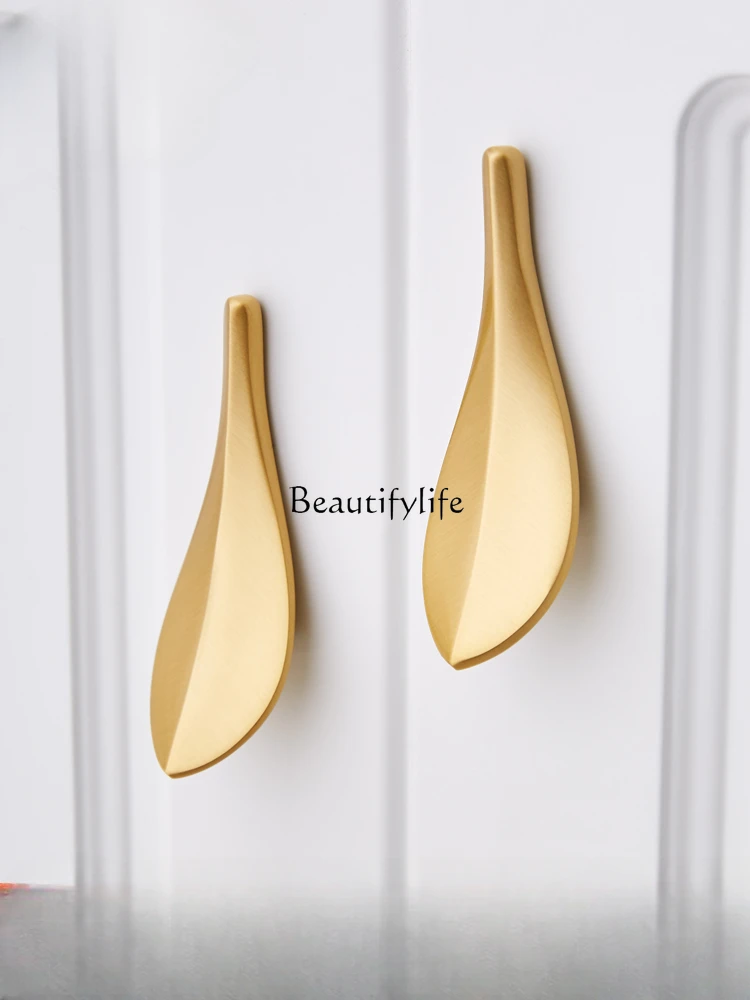 

Creative Personality Loquat Leaves Solid Cabinet Door Handle Drawer Wardrobe Hardware Light Luxury Golden Handle