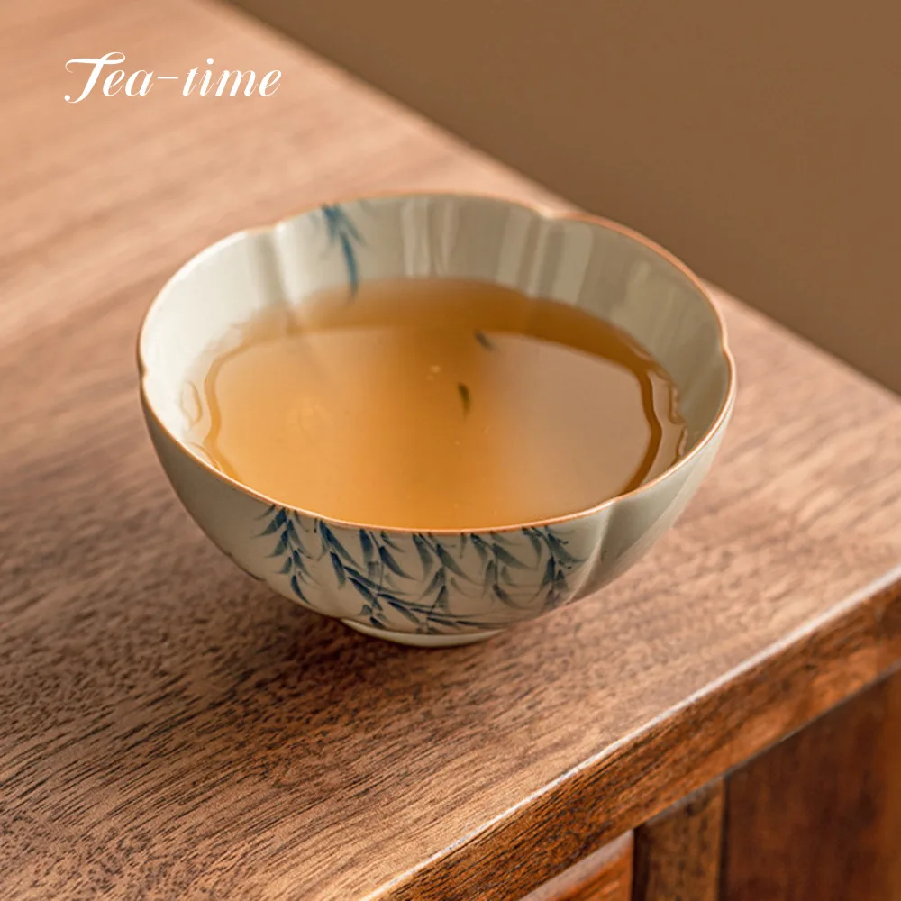 كوب شاي قديم من البتلة ، نقي مرسوم يدويًا ، كوب شاي سيراميك من بلسم الصفصاف ، رماد نبات ، كوب صغير للرائحة ، 50-