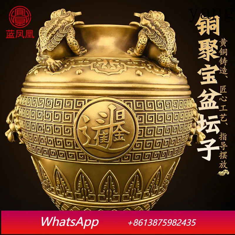 CX copper cornucopia ornament, square wealth tank, household piggy bank, daily gold jar