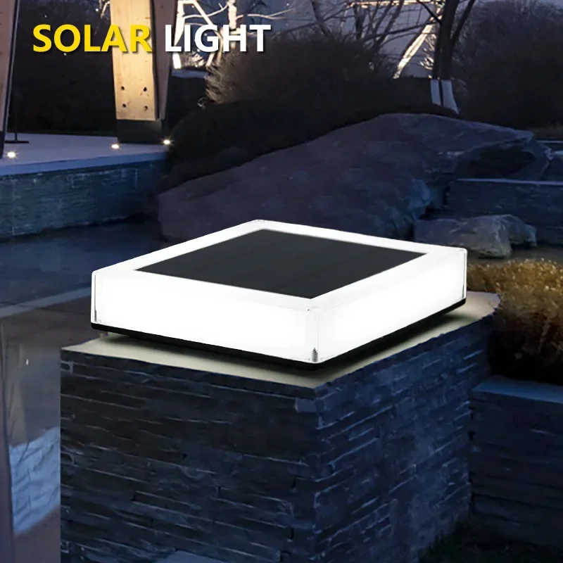 

Nice 2025 Solar Energy Square Column Lamps IP68 Outdoor Door Wall Light Garden Column Light RGB Gradient Courtyard Lamp HOT