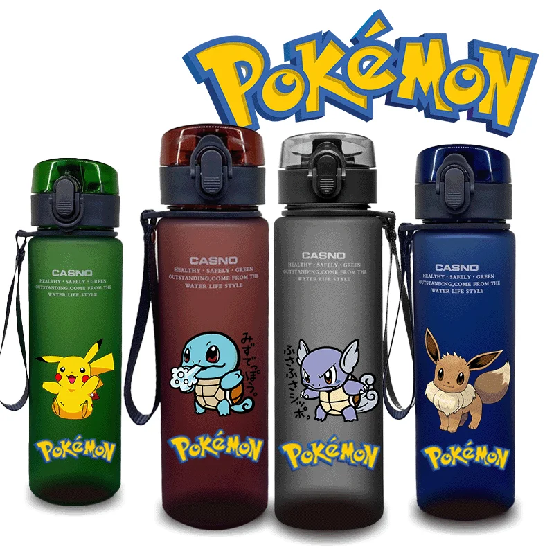 560ml crianças pokemon anime dos desenhos animados pikachu fosco esportes copo de plástico para homens e mulheres criativo portátil estudante garrafa de água c