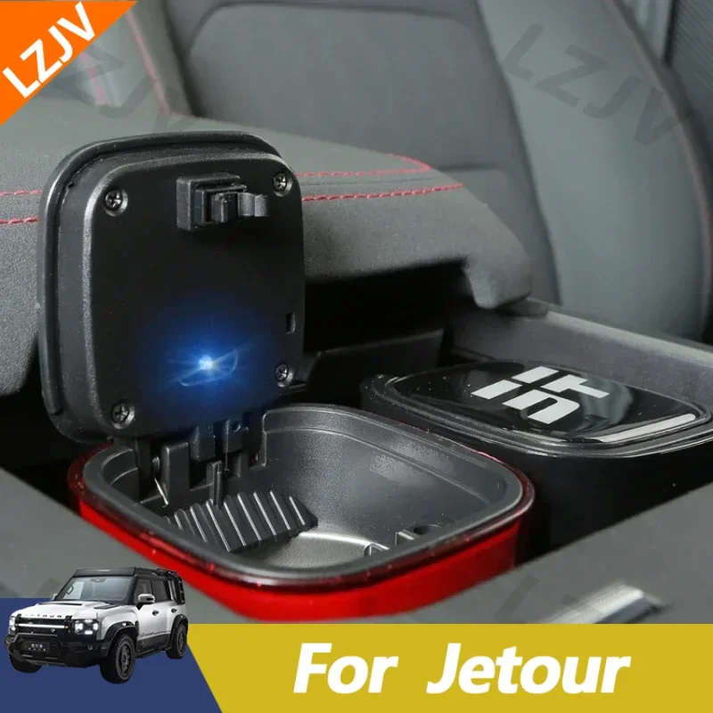 Suitable  For Jetour Traveler Shanhai T2 Car Ashtray With Cover Special Lamp Multi-functional Metal Easy To Clean Modification A