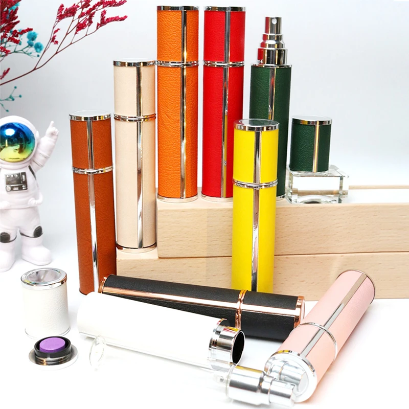 50pcs 10ml Portable Compact Leather Perfume Bottle Multipurpose Sprayer Refillable Empty Perfume Atomizer for Travel Container