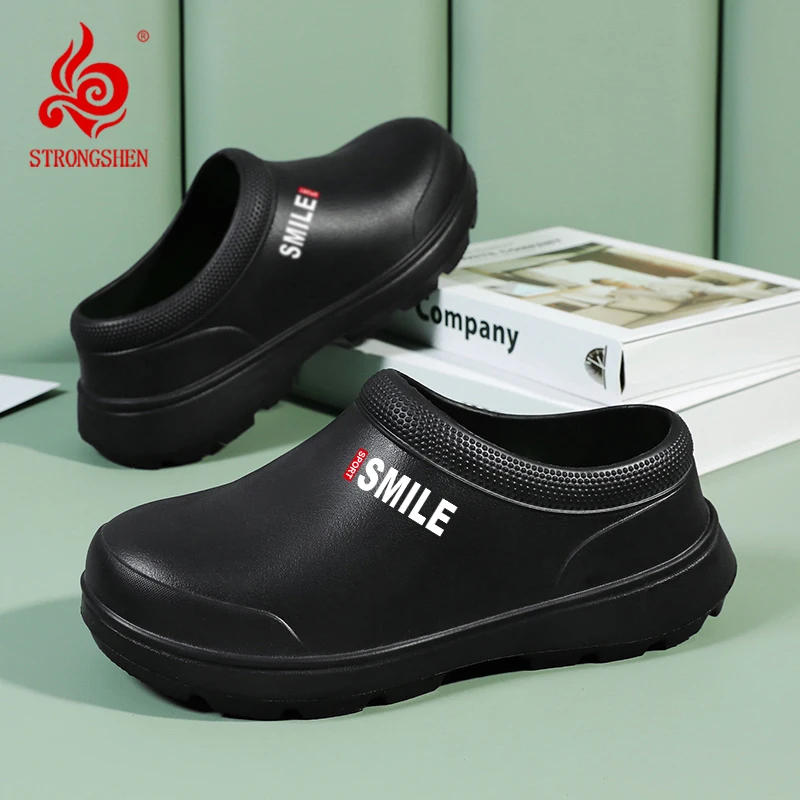 STRONGSHEN Men Women EVA Chef Shoes Non-slip Waterproof Oil-proof Shoes Comfortable Workers Slipper Outdoor Fishing Shoes Unisex